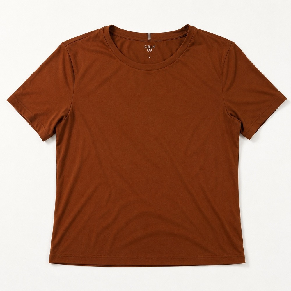 CALIA Womens Essential Short Sleeve‎ Active Tee Rust Brown Size L